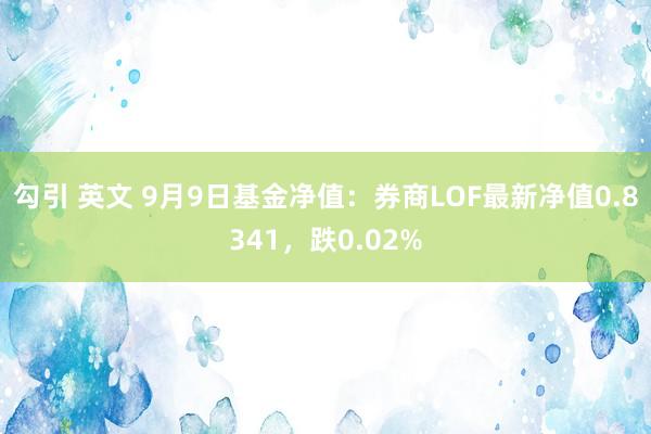 勾引 英文 9月9日基金净值：券商LOF最新净值0.8341，跌0.02%