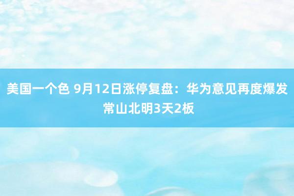 美国一个色 9月12日涨停复盘：华为意见再度爆发 常山北明3天2板