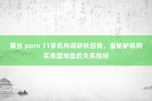 黑丝 porn 11家机构调研秋田微，董秘胪陈购买泰国地盘的关系指标