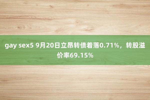 gay sex5 9月20日立昂转债着落0.71%，转股溢价率69.15%