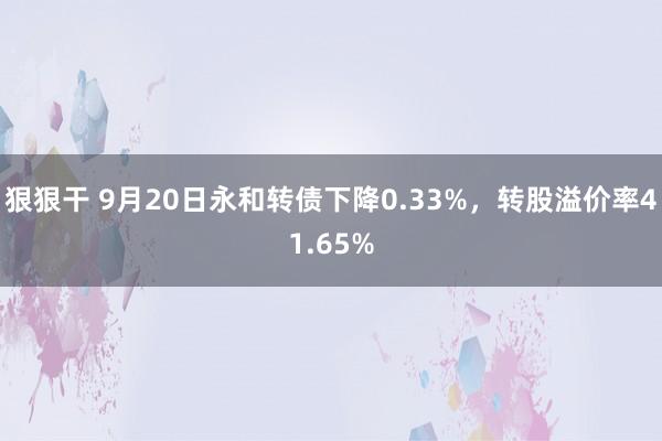 狠狠干 9月20日永和转债下降0.33%，转股溢价率41.65%