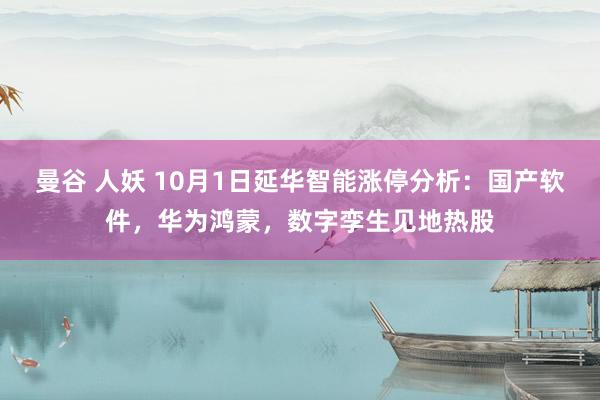 曼谷 人妖 10月1日延华智能涨停分析：国产软件，华为鸿蒙，数字孪生见地热股