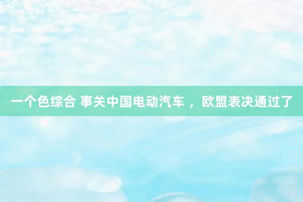 一个色综合 事关中国电动汽车 ，欧盟表决通过了