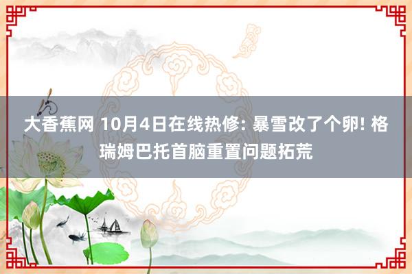 大香蕉网 10月4日在线热修: 暴雪改了个卵! 格瑞姆巴托首脑重置问题拓荒