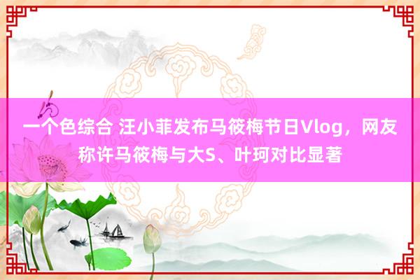 一个色综合 汪小菲发布马筱梅节日Vlog，网友称许马筱梅与大S、叶珂对比显著