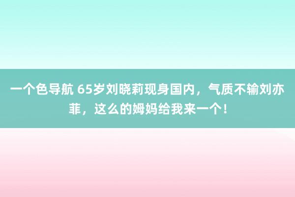 一个色导航 65岁刘晓莉现身国内，气质不输刘亦菲，这么的姆妈给我来一个！