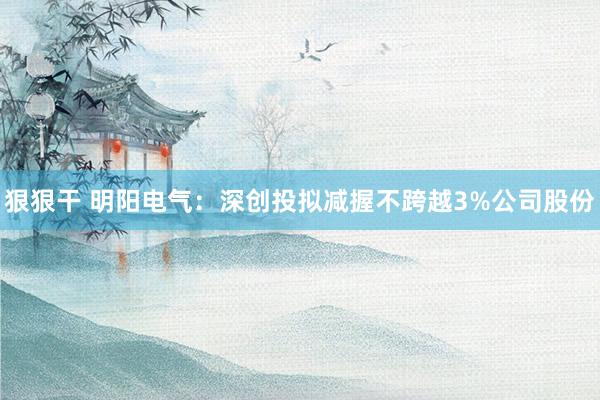 狠狠干 明阳电气：深创投拟减握不跨越3%公司股份