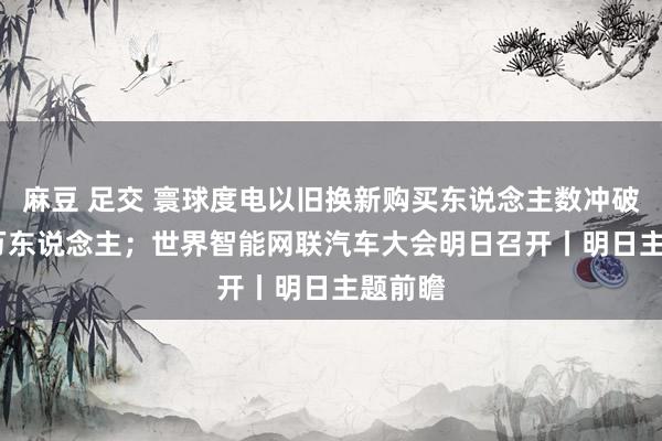 麻豆 足交 寰球度电以旧换新购买东说念主数冲破1000万东说念主；世界智能网联汽车大会明日召开丨明日主题前瞻