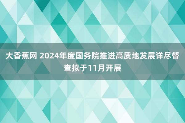 大香蕉网 2024年度国务院推进高质地发展详尽督查拟于11月开展