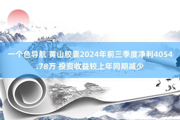 一个色导航 黄山胶囊2024年前三季度净利4054.78万 投资收益较上年同期减少