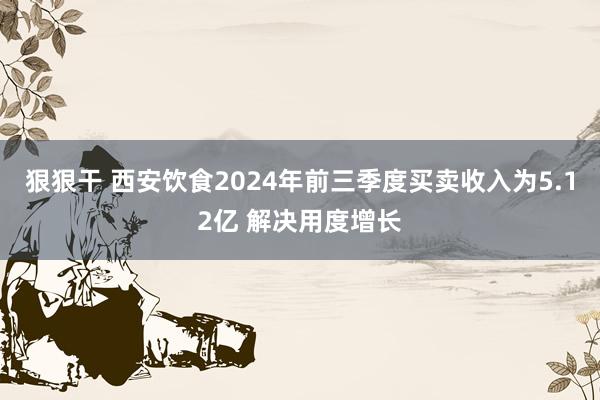 狠狠干 西安饮食2024年前三季度买卖收入为5.12亿 解决用度增长