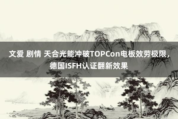 文爱 剧情 天合光能冲破TOPCon电板效劳极限，德国ISFH认证翻新效果