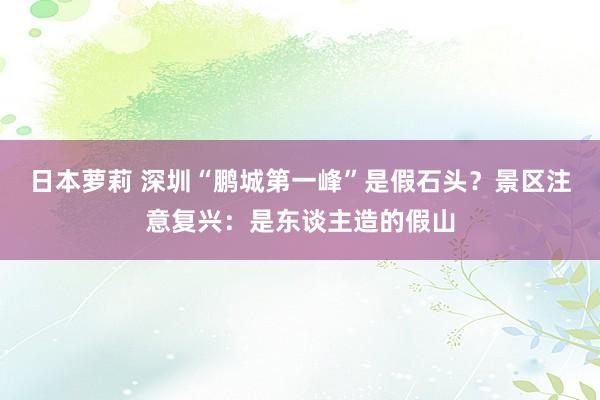 日本萝莉 深圳“鹏城第一峰”是假石头？景区注意复兴：是东谈主造的假山