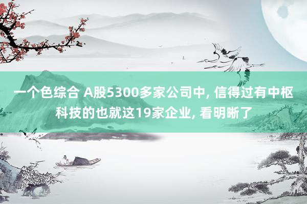 一个色综合 A股5300多家公司中， 信得过有中枢科技的也就这19家企业， 看明晰了