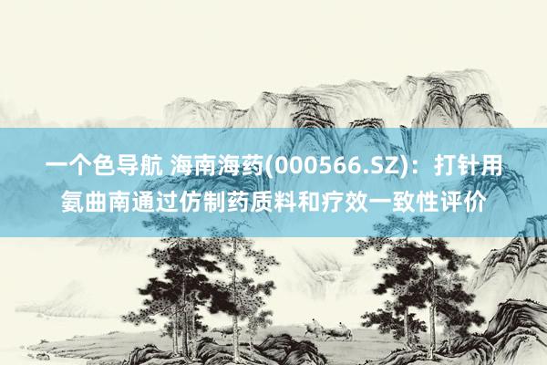 一个色导航 海南海药(000566.SZ)：打针用氨曲南通过仿制药质料和疗效一致性评价