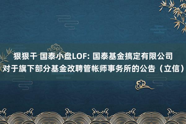 狠狠干 国泰小盘LOF: 国泰基金搞定有限公司对于旗下部分基金改聘管帐师事务所的公告（立信）