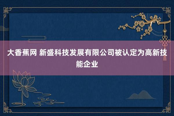 大香蕉网 新盛科技发展有限公司被认定为高新技能企业