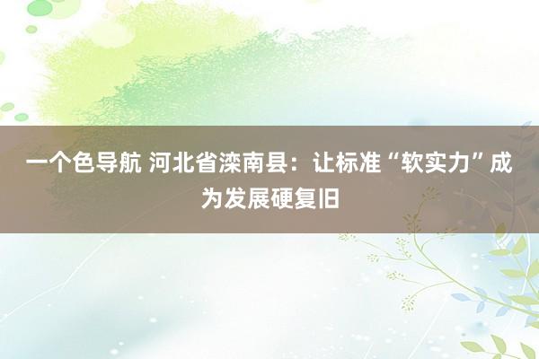 一个色导航 河北省滦南县：让标准“软实力”成为发展硬复旧