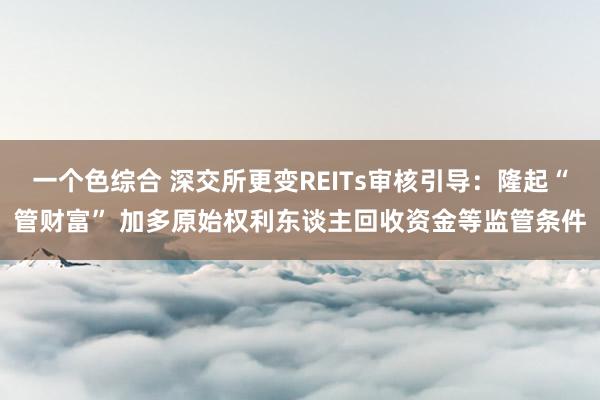 一个色综合 深交所更变REITs审核引导：隆起“管财富” 加多原始权利东谈主回收资金等监管条件