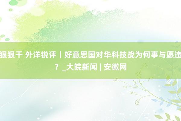 狠狠干 外洋锐评丨好意思国对华科技战为何事与愿违？_大皖新闻 | 安徽网