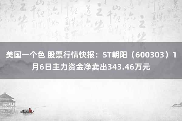 美国一个色 股票行情快报：ST朝阳（600303）1月6日主力资金净卖出343.46万元