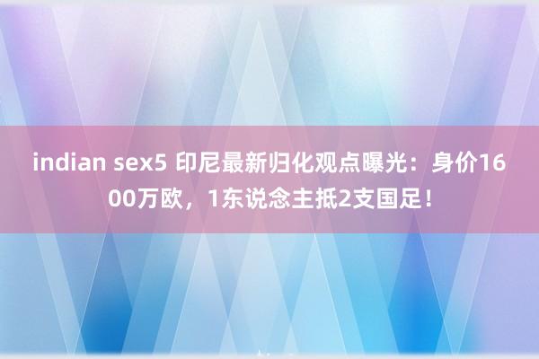 indian sex5 印尼最新归化观点曝光：身价1600万欧，1东说念主抵2支国足！