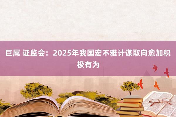 巨屌 证监会：2025年我国宏不雅计谋取向愈加积极有为