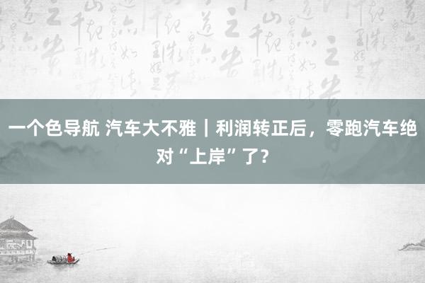 一个色导航 汽车大不雅｜利润转正后，零跑汽车绝对“上岸”了？